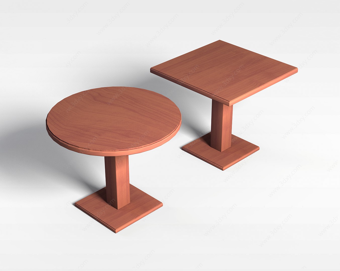 实木桌组合3D模型