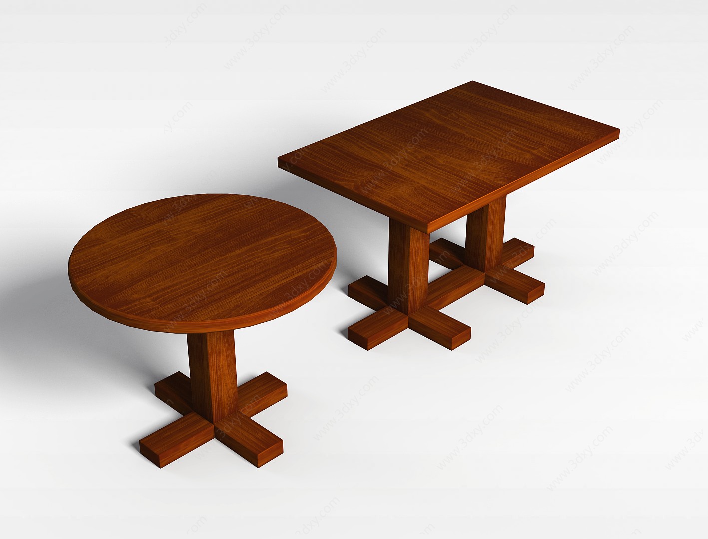 简约实木桌组合3D模型