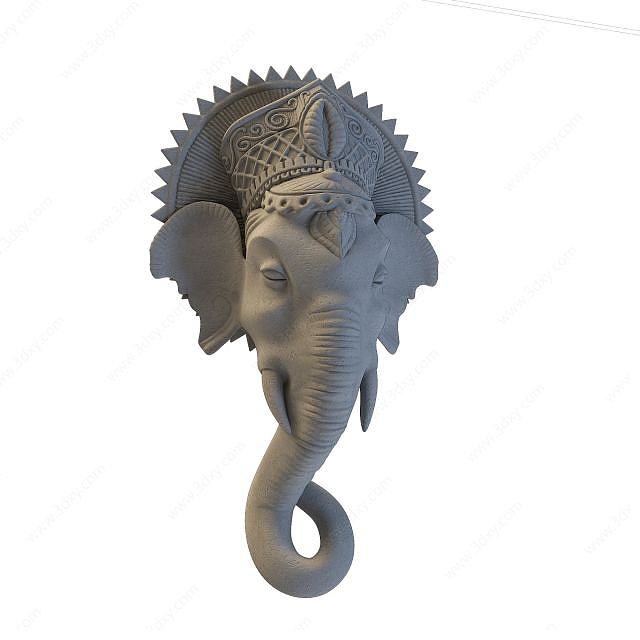 大象头壁挂3D模型