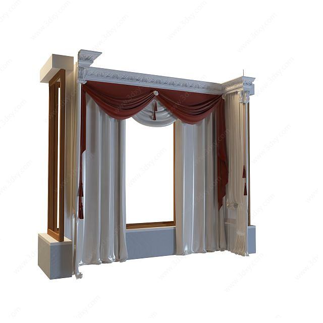 豪华欧式窗帘3D模型