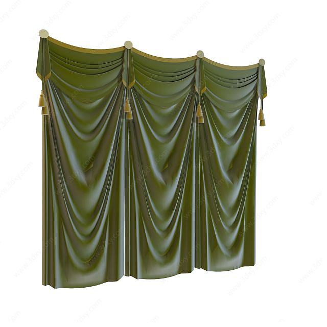 绿色窗帘3D模型