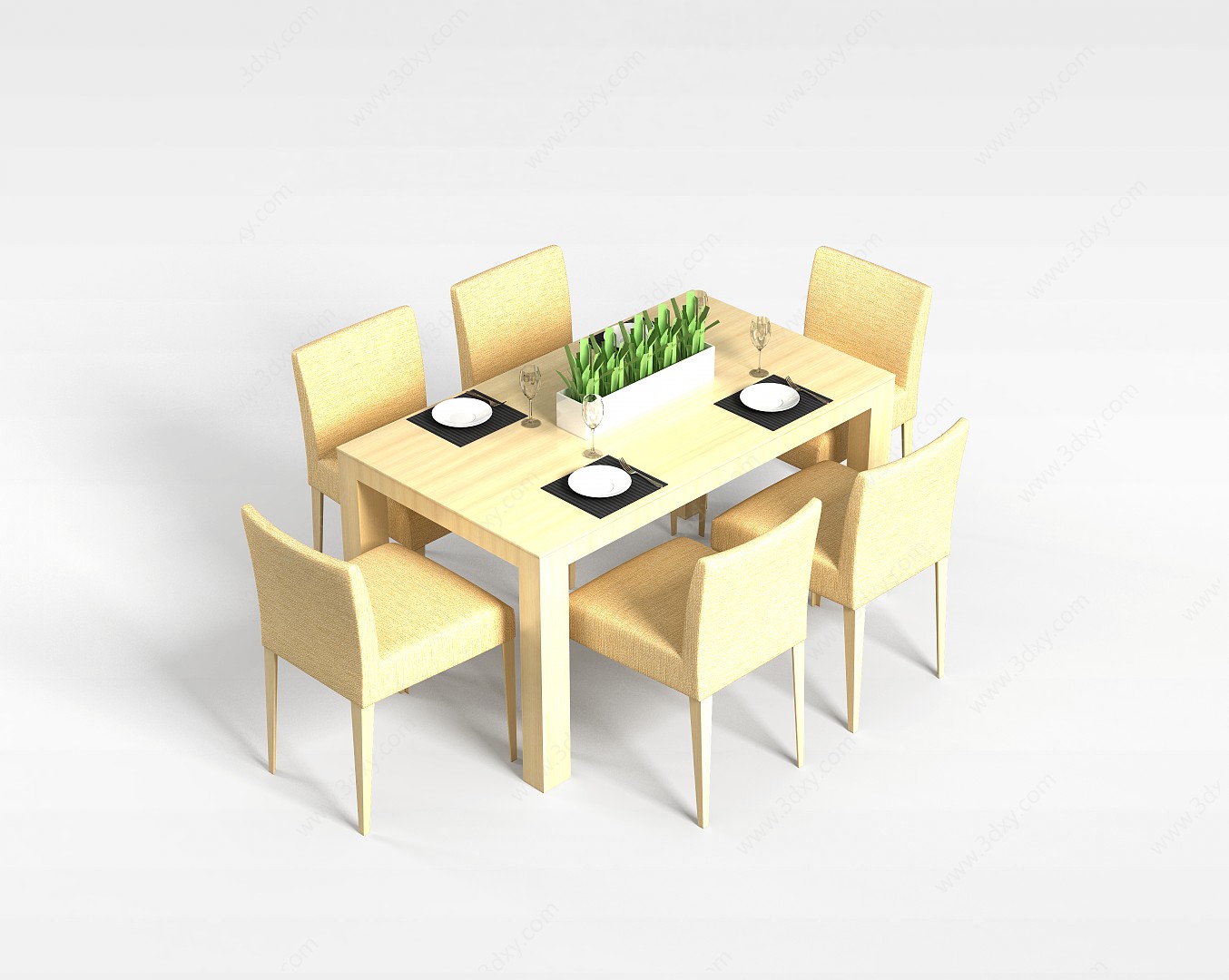 现代厨房桌椅3D模型