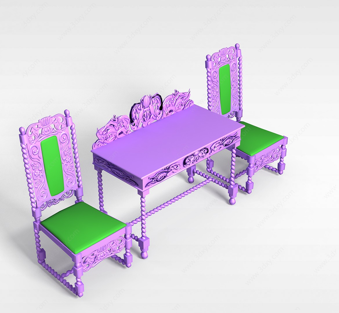 雕刻桌椅组合3D模型