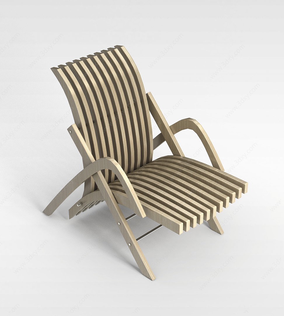 户外实木椅子3D模型