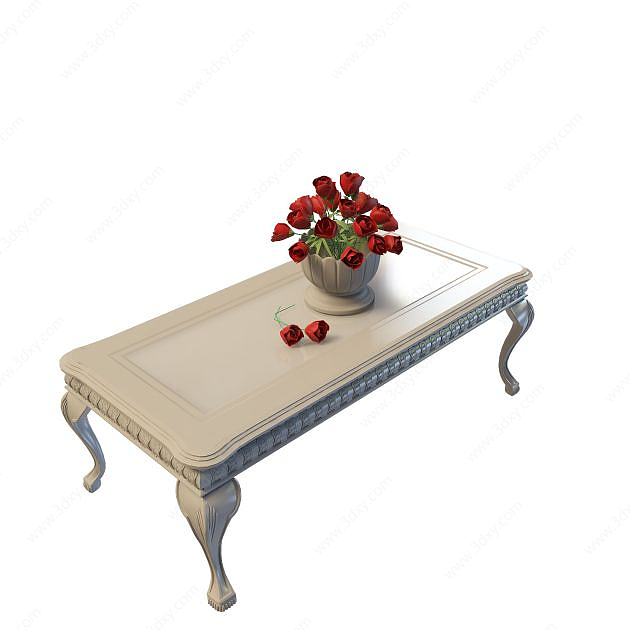 欧式橡木客厅桌3D模型