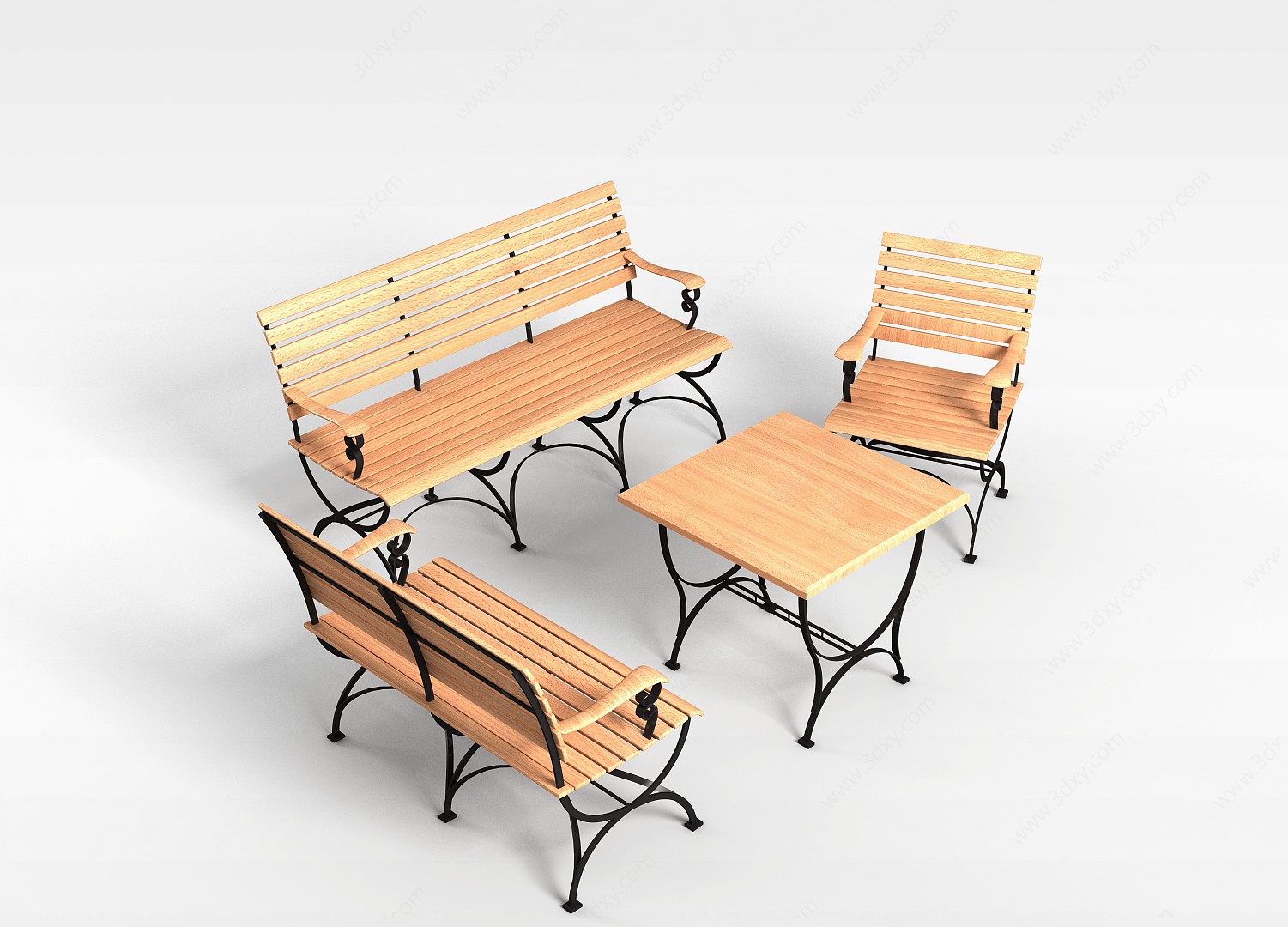 公园休闲桌椅3D模型