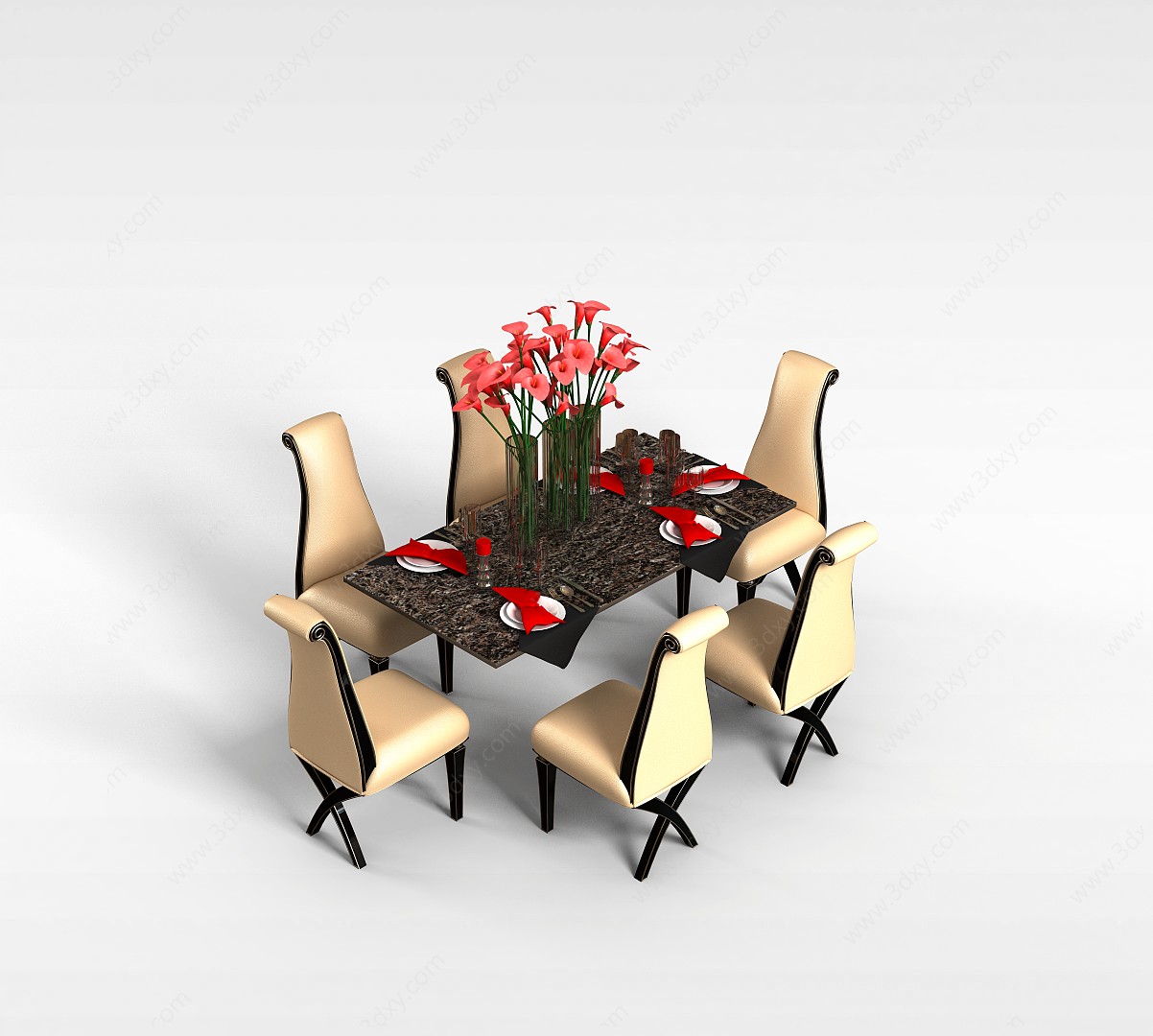 时尚欧式桌椅3D模型