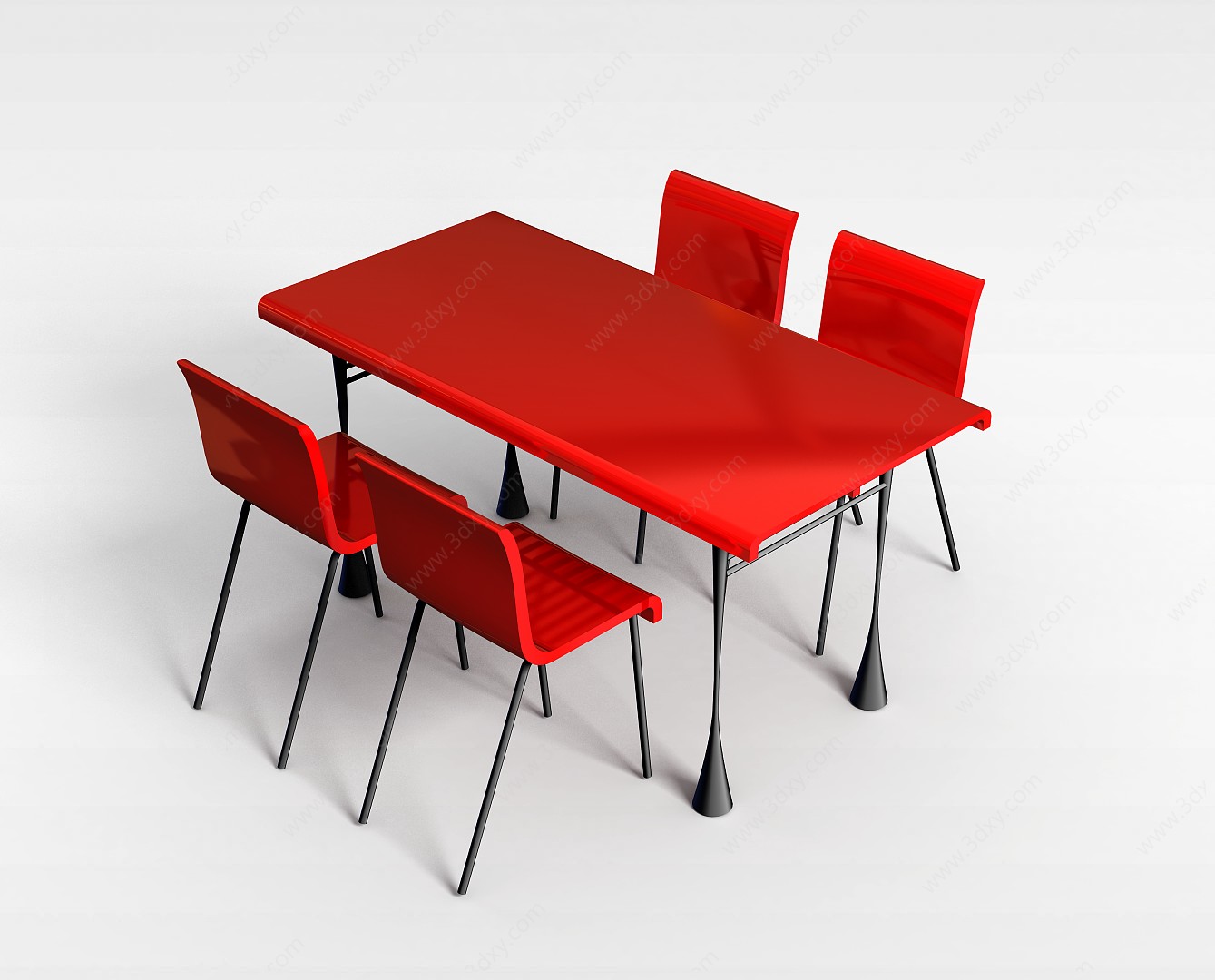 红色餐桌3D模型