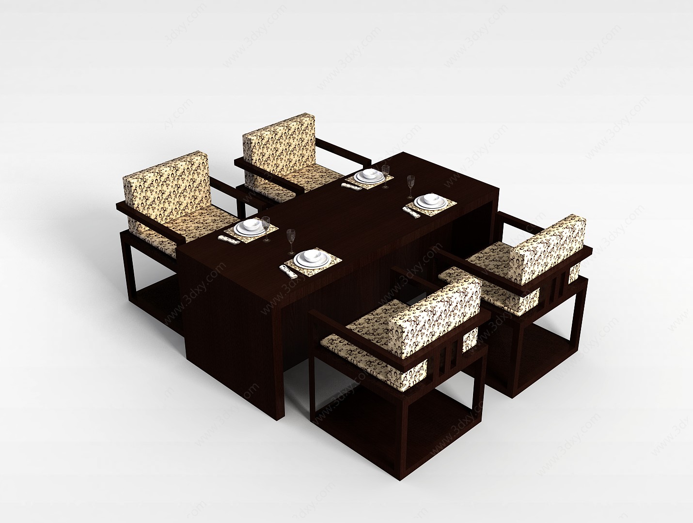 酒店中式桌椅3D模型