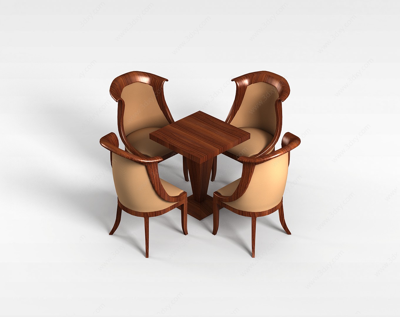 实木商务桌椅3D模型