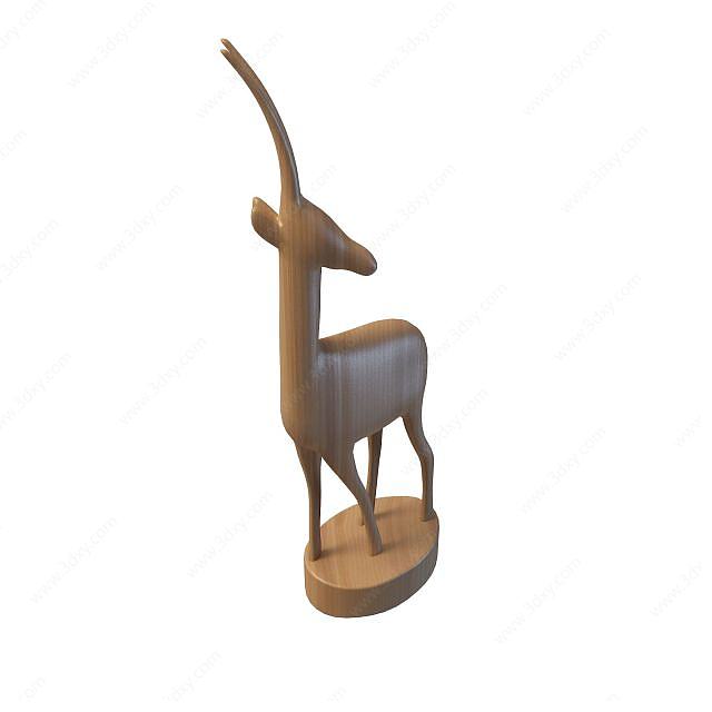小鹿木质雕塑3D模型