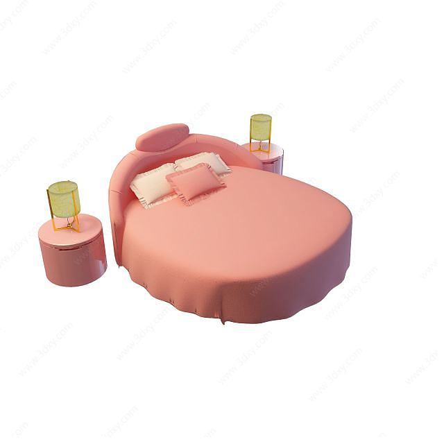 粉红色双人床3D模型