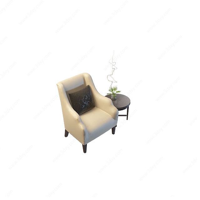 休闲舒适桌椅组合3D模型