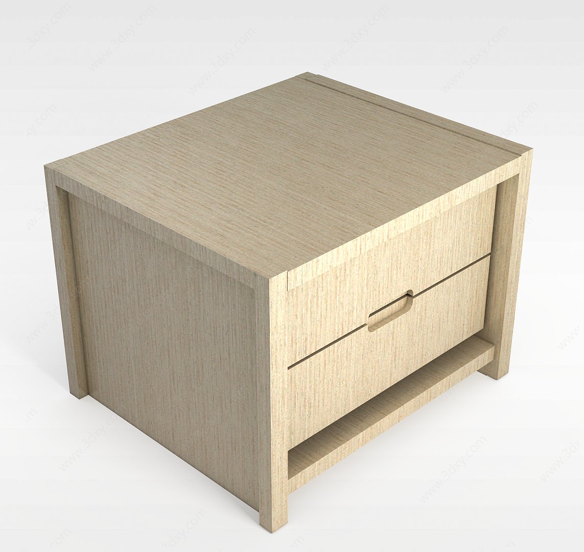 简约实木床头柜3D模型