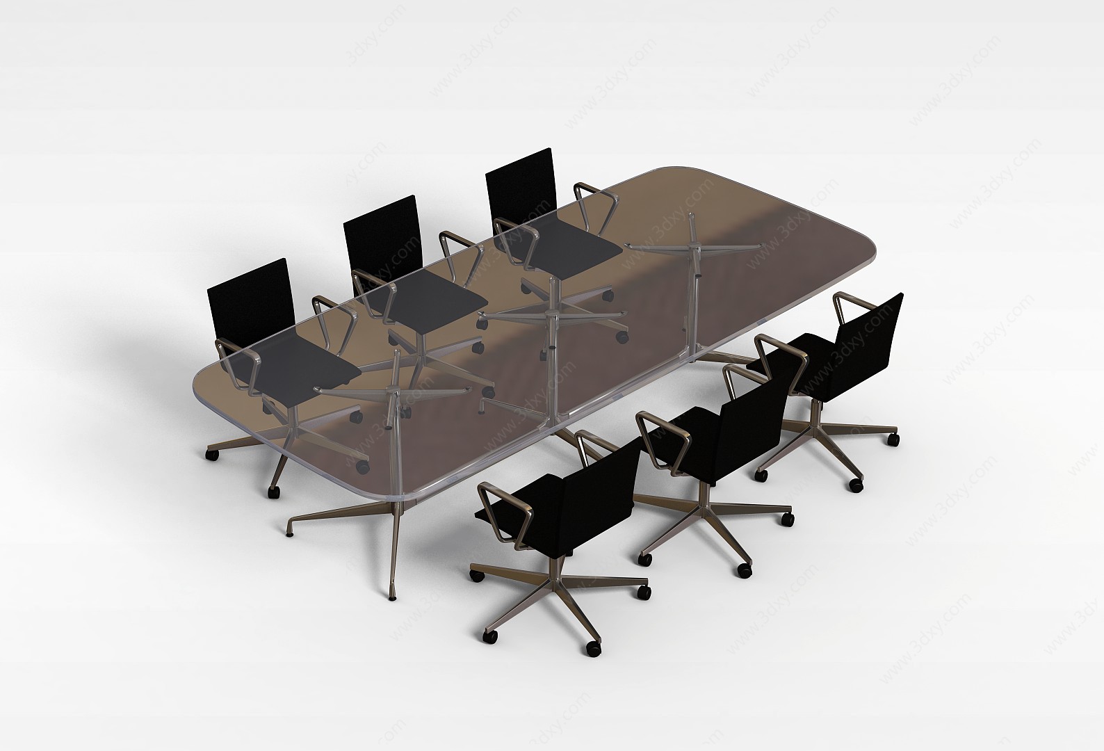 玻璃台面会议桌椅3D模型