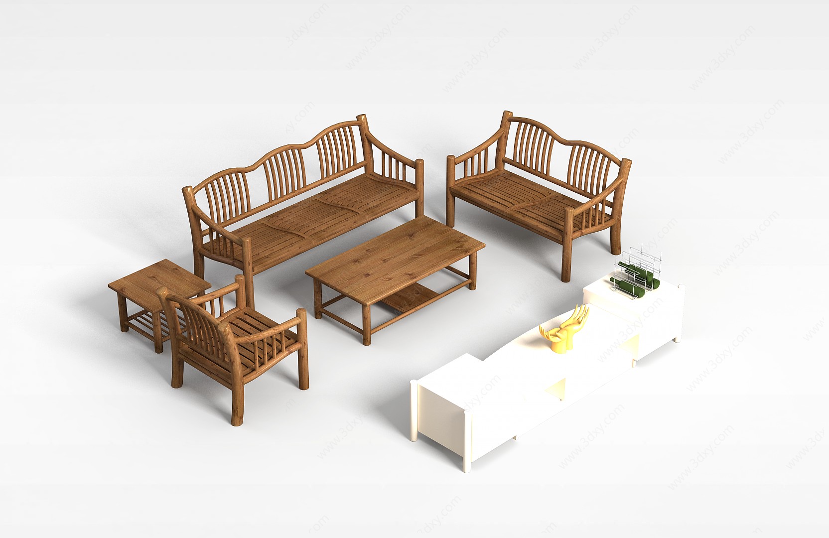 客厅中式桌椅3D模型