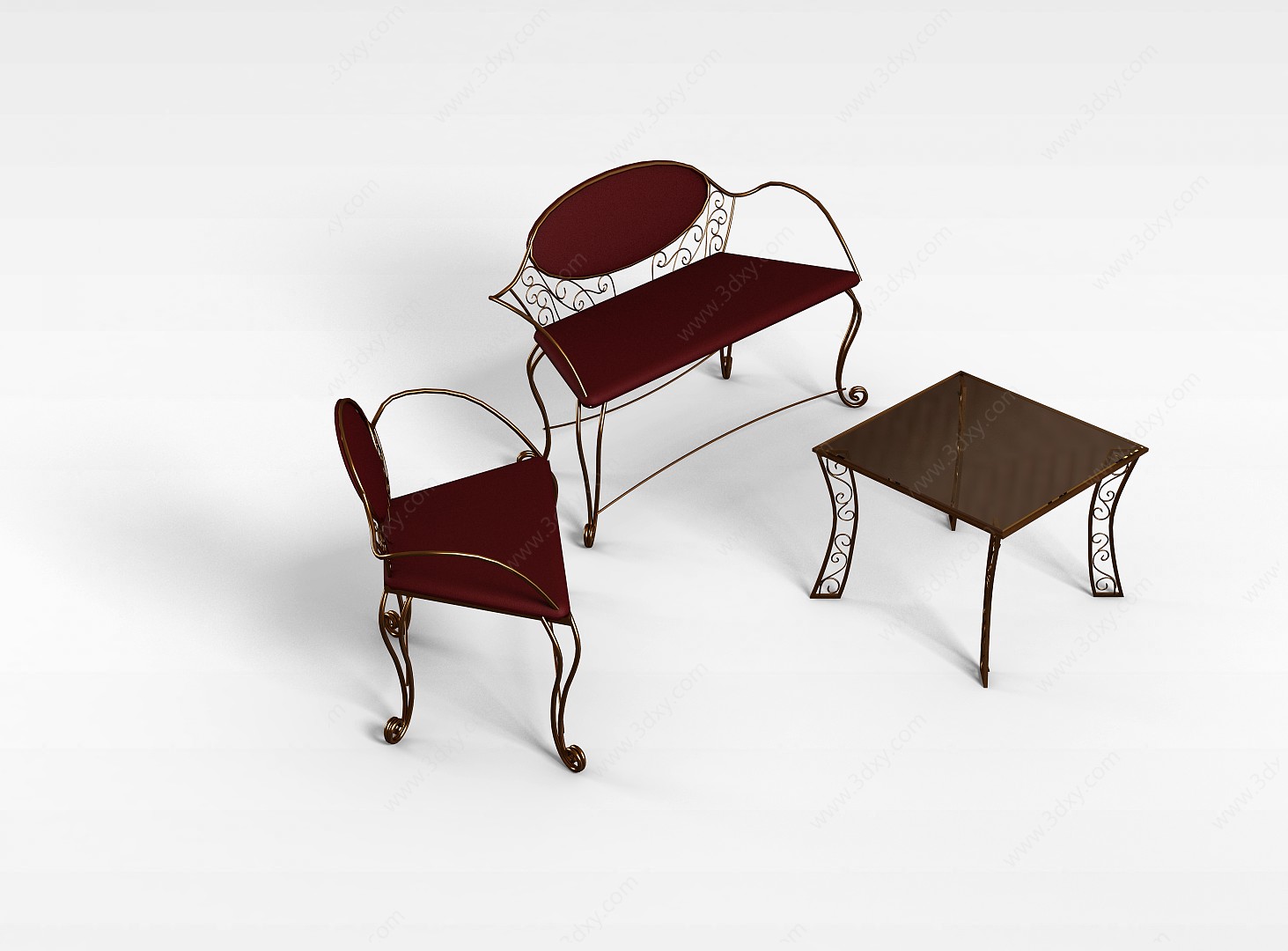 欧式铁艺桌椅3D模型