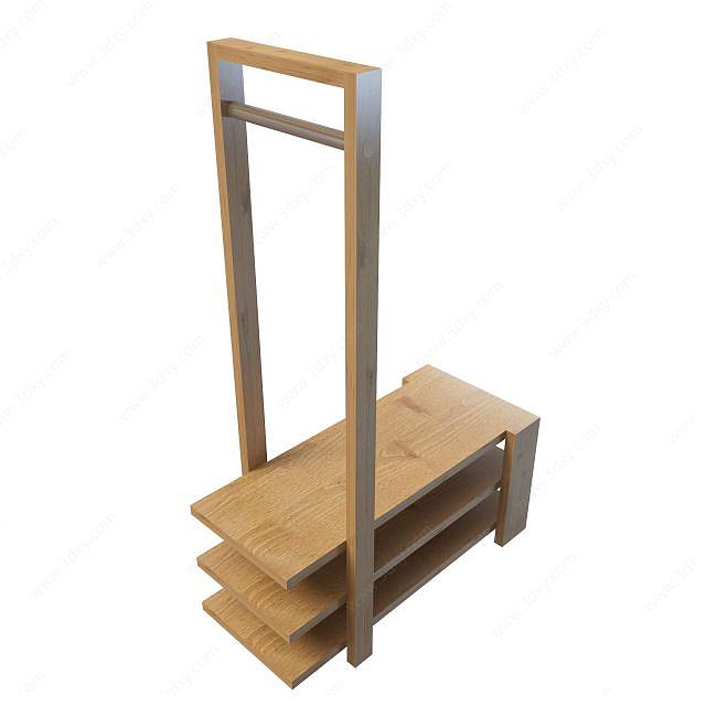实木木匠凳3D模型