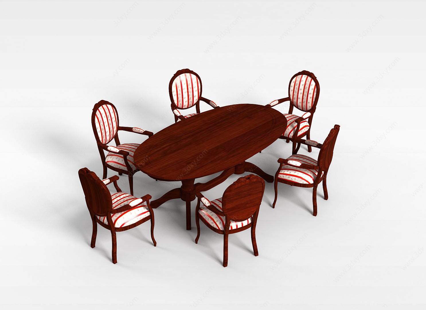 中式简约实木桌椅3D模型