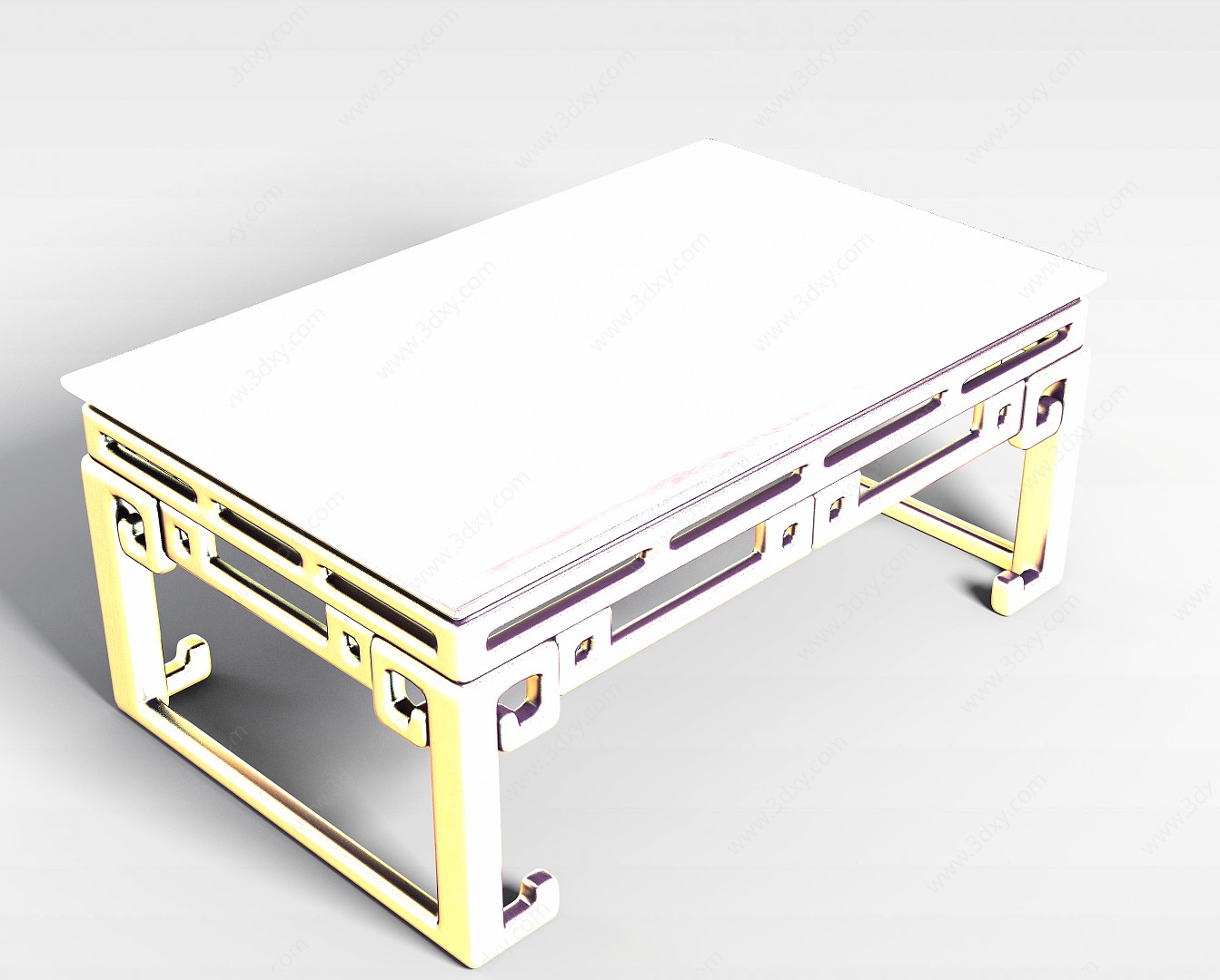 中式复古实木桌3D模型