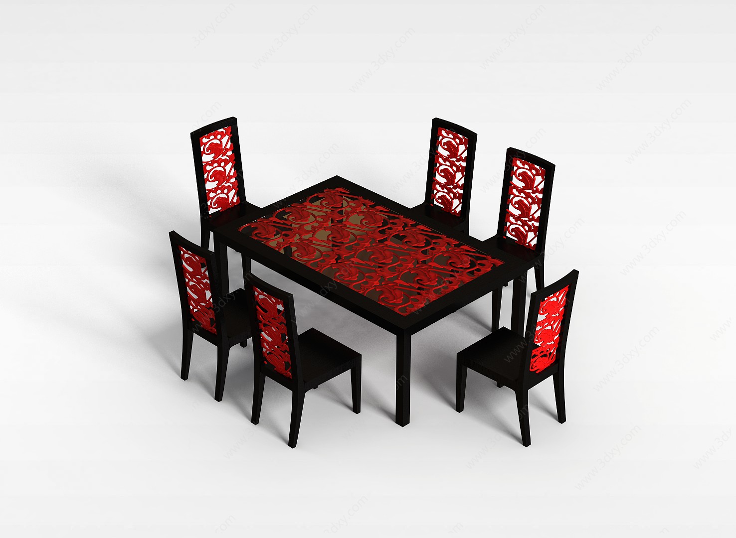 中式雕花桌椅3D模型