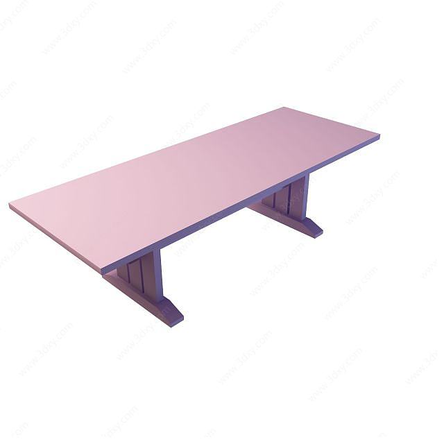 个性实木餐桌3D模型