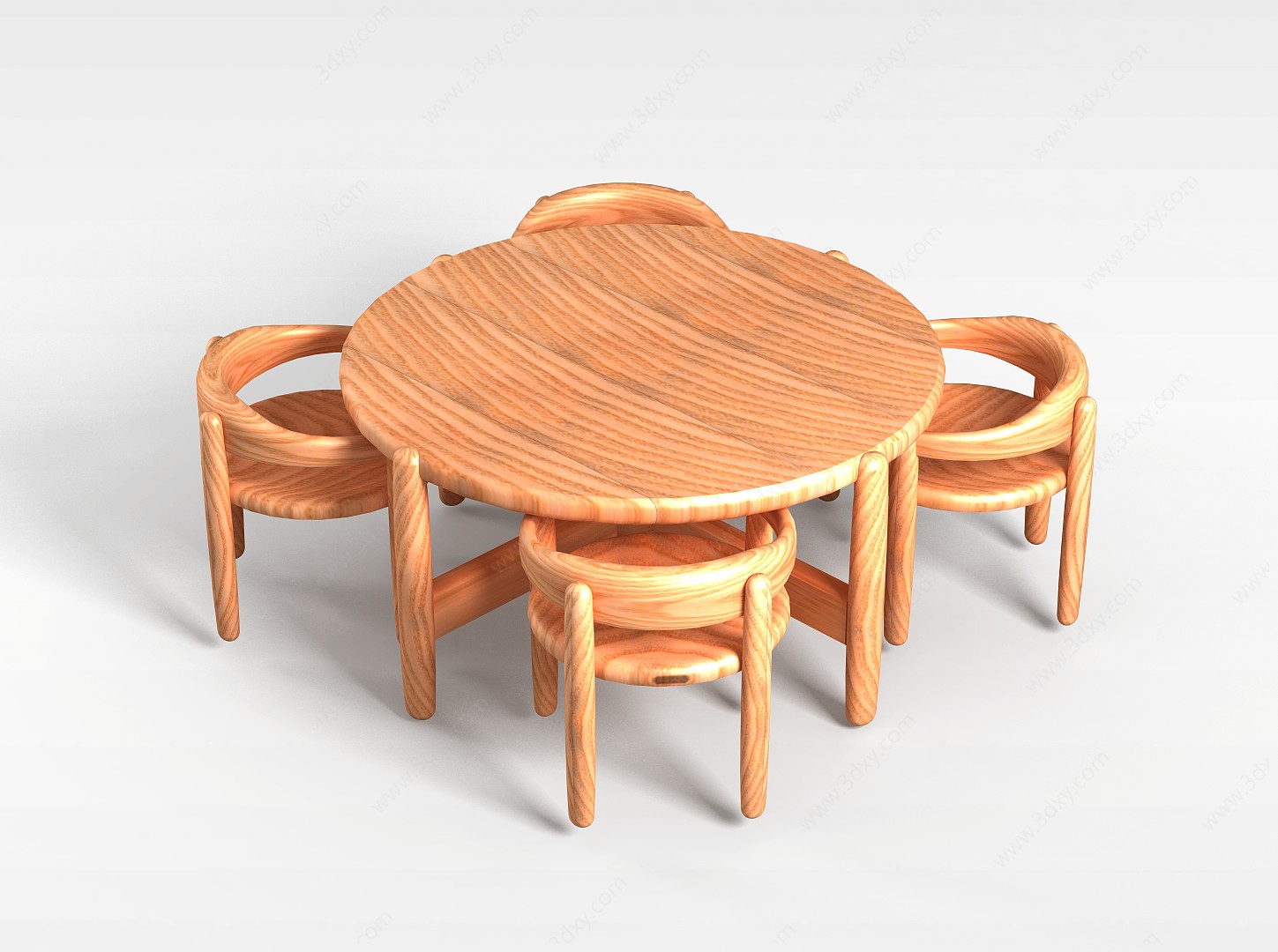 中式纯实木桌椅3D模型