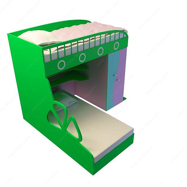 绿色高低床3D模型