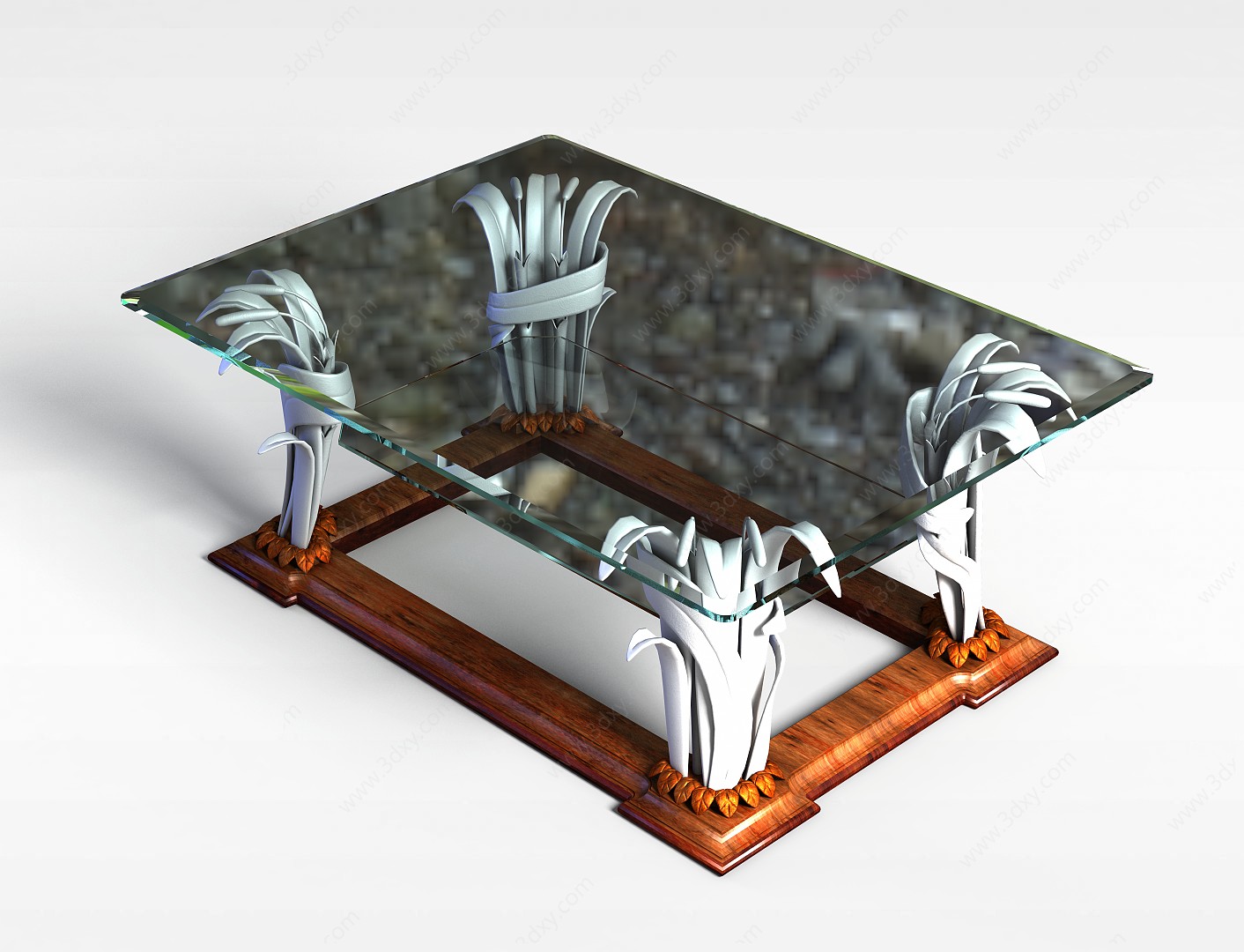 钢化玻璃茶几3D模型
