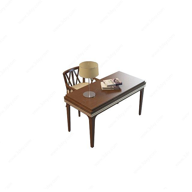 古典实木桌椅3D模型
