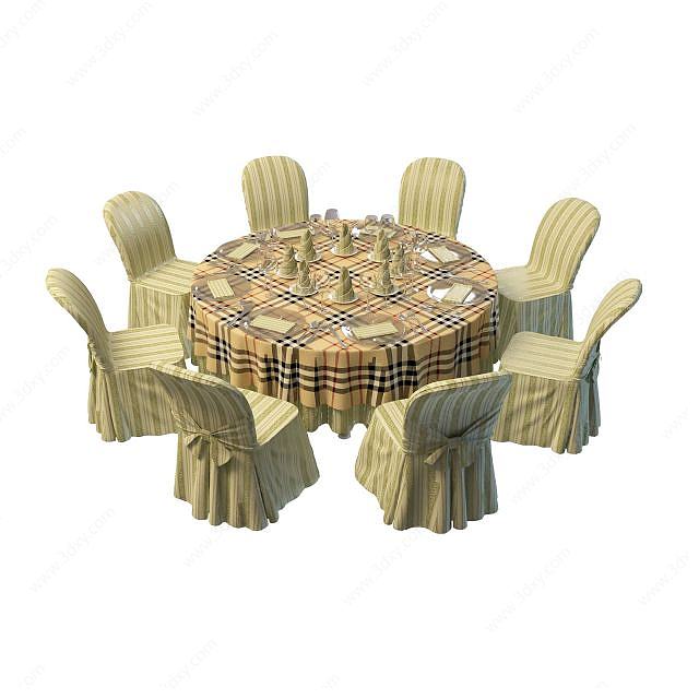 包间餐桌椅3D模型