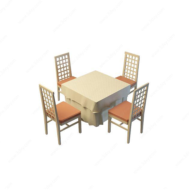 中式餐厅桌椅3D模型