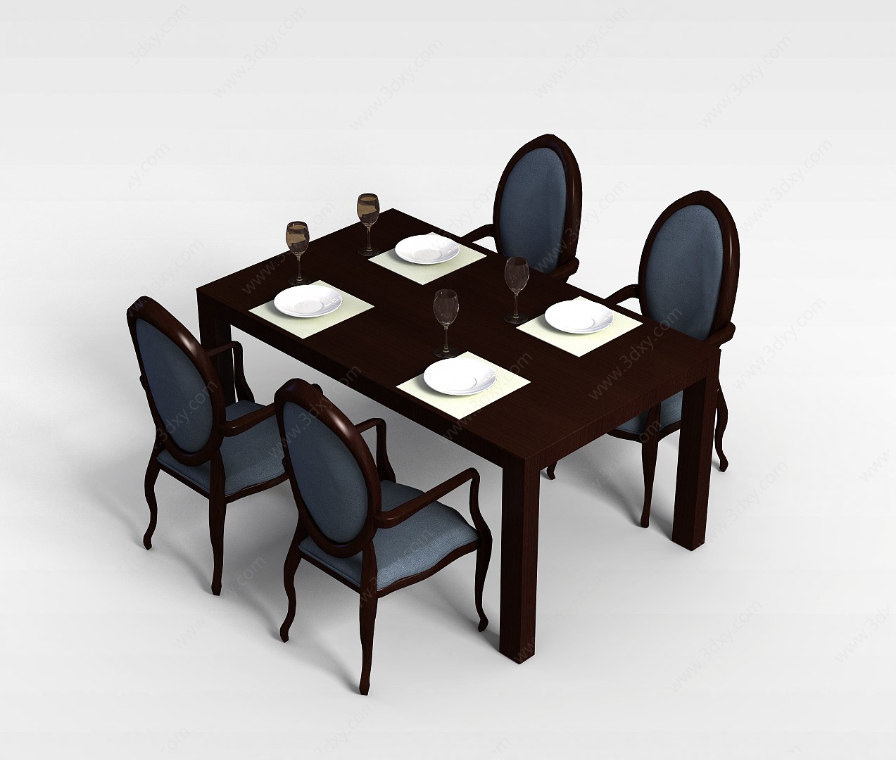 古典餐桌椅组合3D模型
