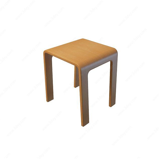 木片条凳3D模型