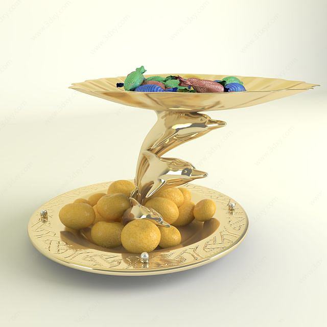 金色果盘3D模型