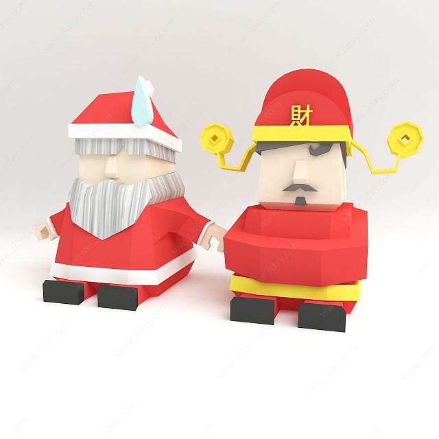 圣诞老人和财神3D模型
