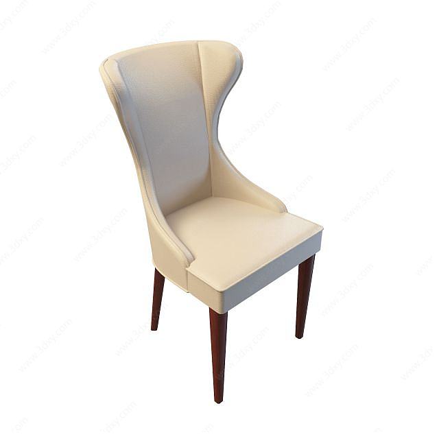 白色高背椅子3D模型