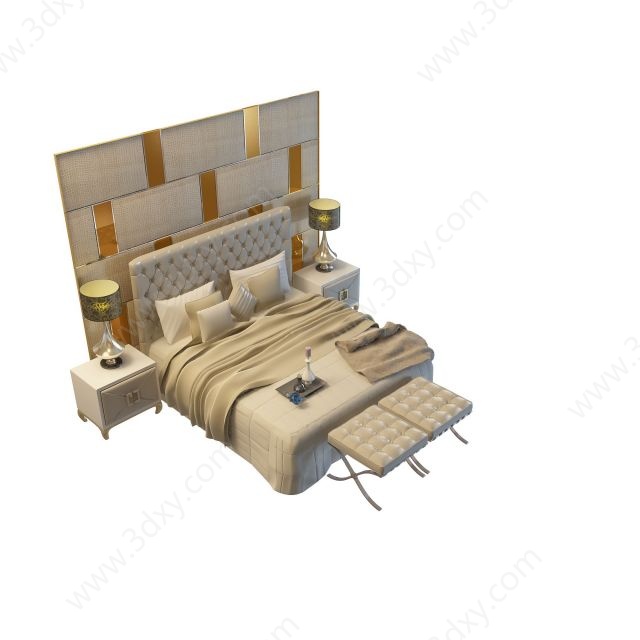 欧式双人床3D模型