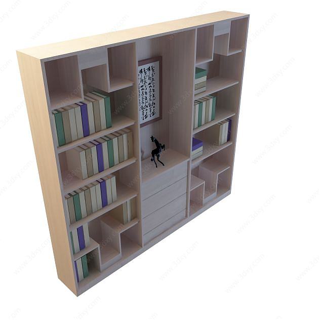简约书柜3D模型
