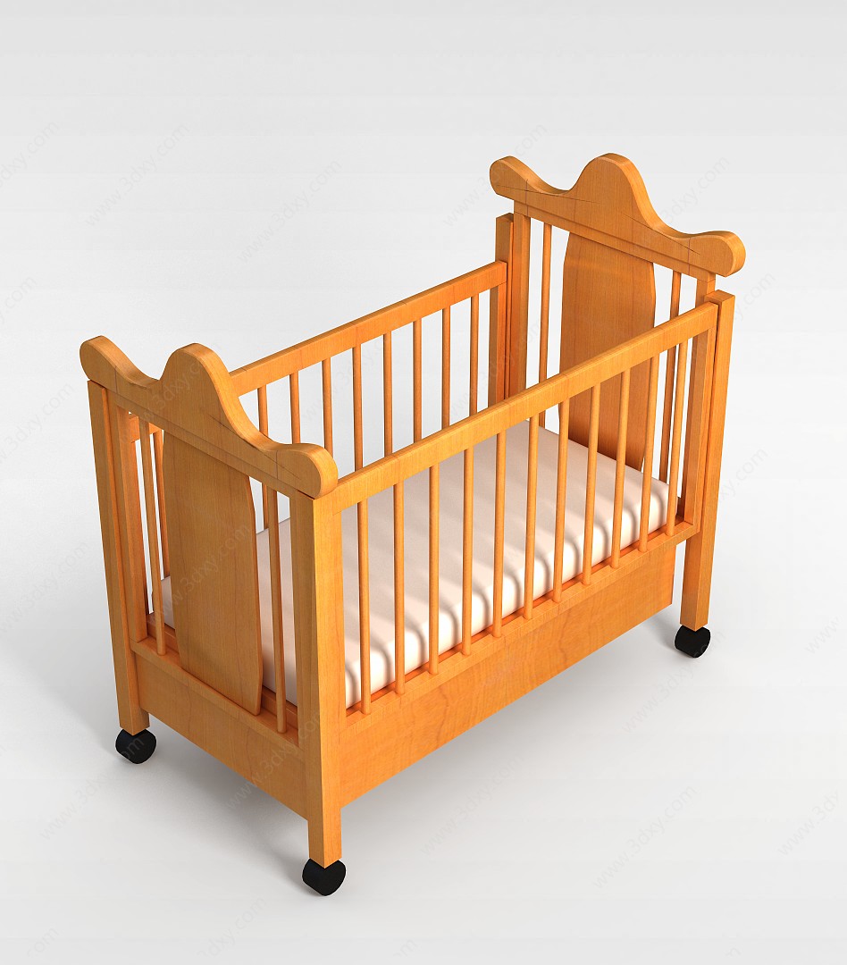 木质无漆婴儿床3D模型