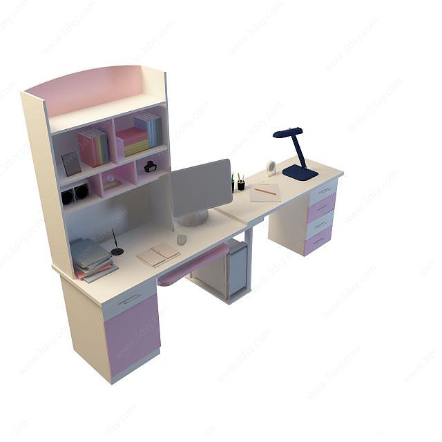 现代电脑桌3D模型