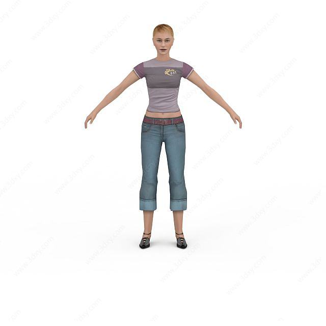 现代休闲女装3D模型