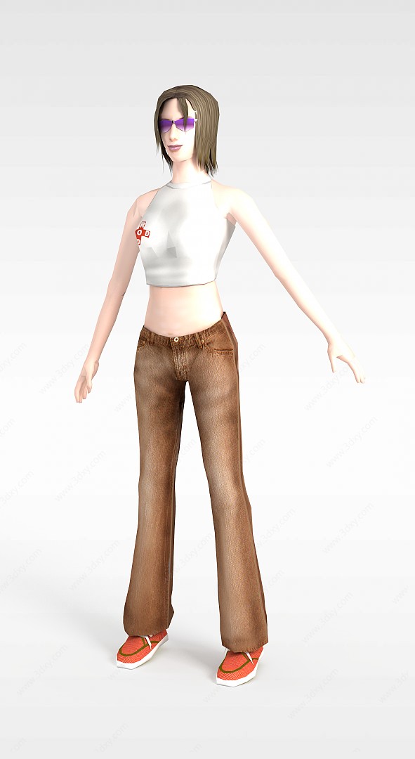 短发女人3D模型