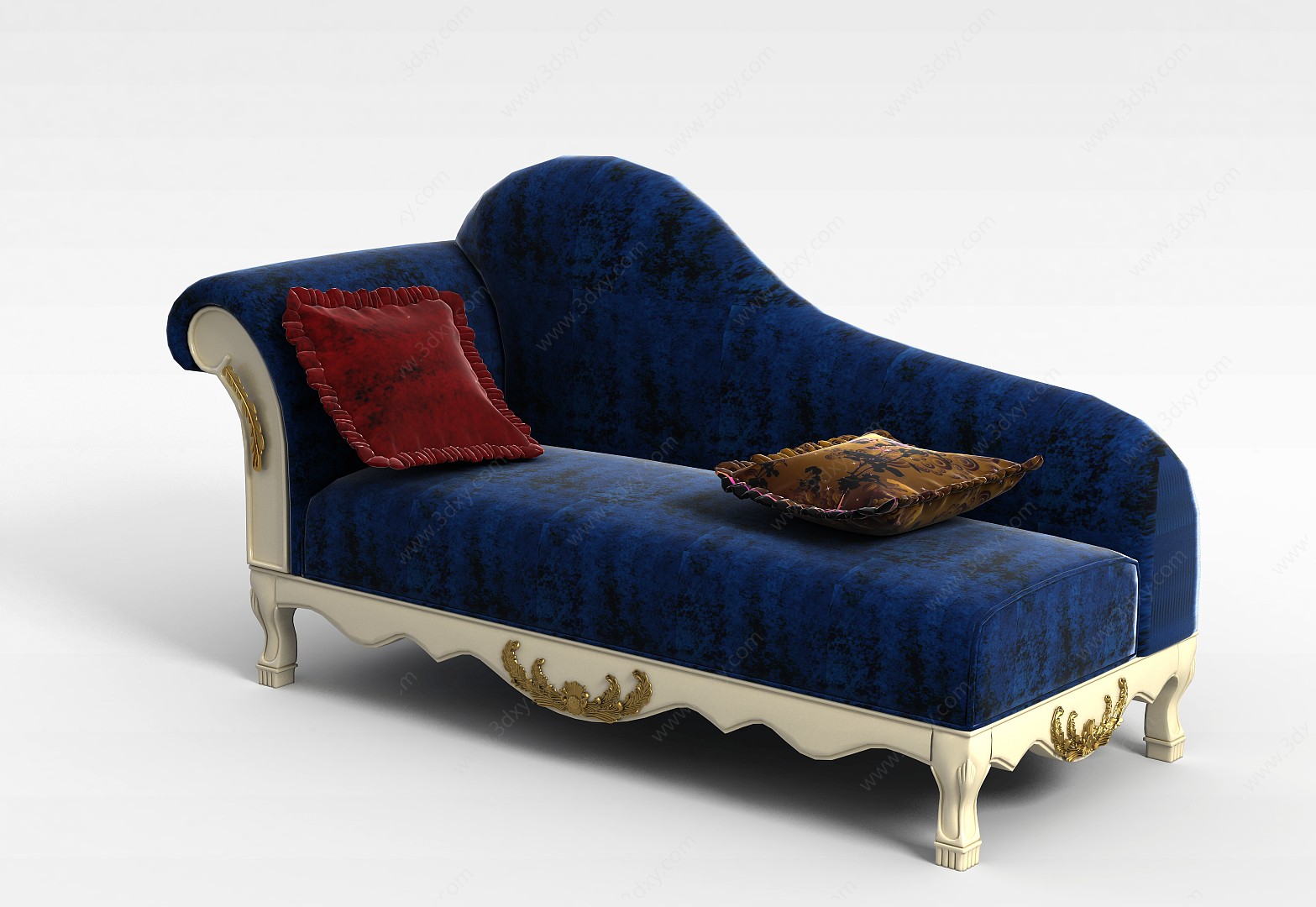蓝色贵妃沙发3D模型