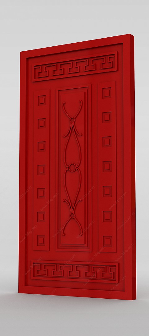 红色木门3D模型