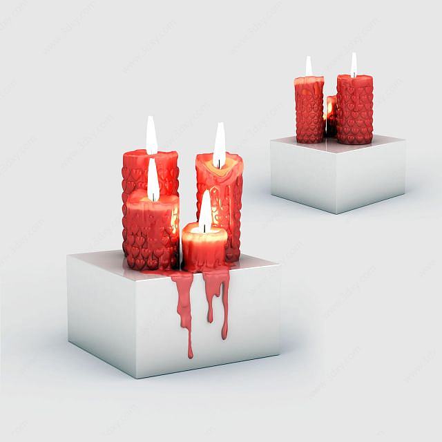 红色蜡烛摆件3D模型