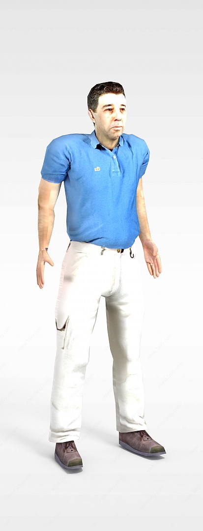 蓝衣外籍男人3D模型