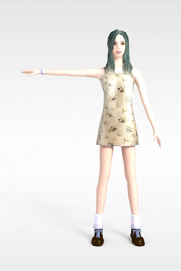 连衣裙女孩3D模型