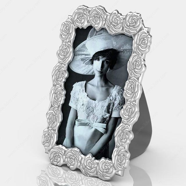 黑白玫瑰相框3D模型