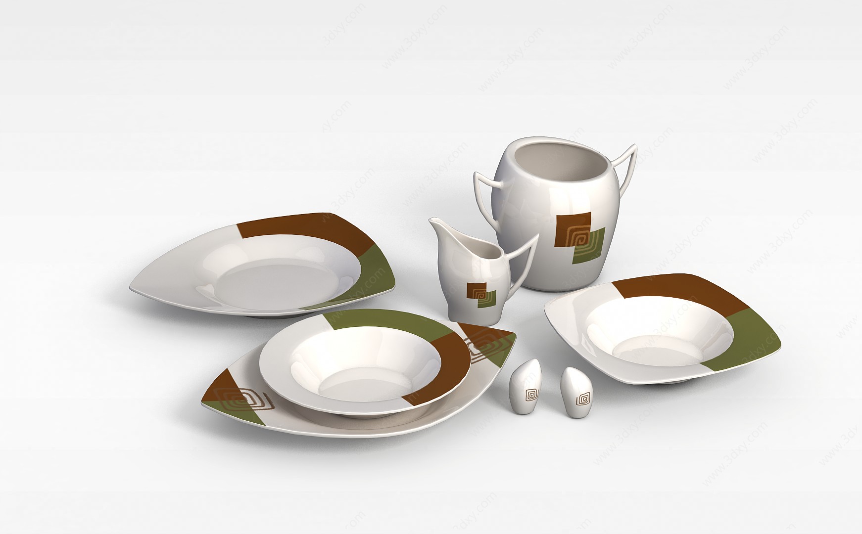 简约餐具组合3D模型